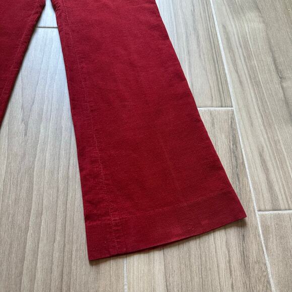 Women's Vintage Red Wide Leg Bell Bottom Flare Pants High Waist Corduroy W24 - Picture 4 of 11